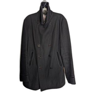 Topman Charcoal Gray Wool Blend Peacoat Men's Large 67% Wool